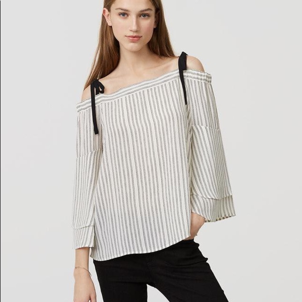 LOFT Striped Strappy Off The Shoulder Blouse